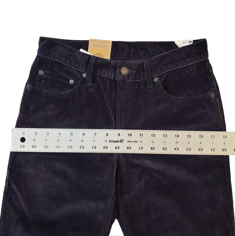 Levi's Womens Black Corduroy Pants 27X30 Straight Leg Preppy Goth Irregular NWT - Picture 9 of 14